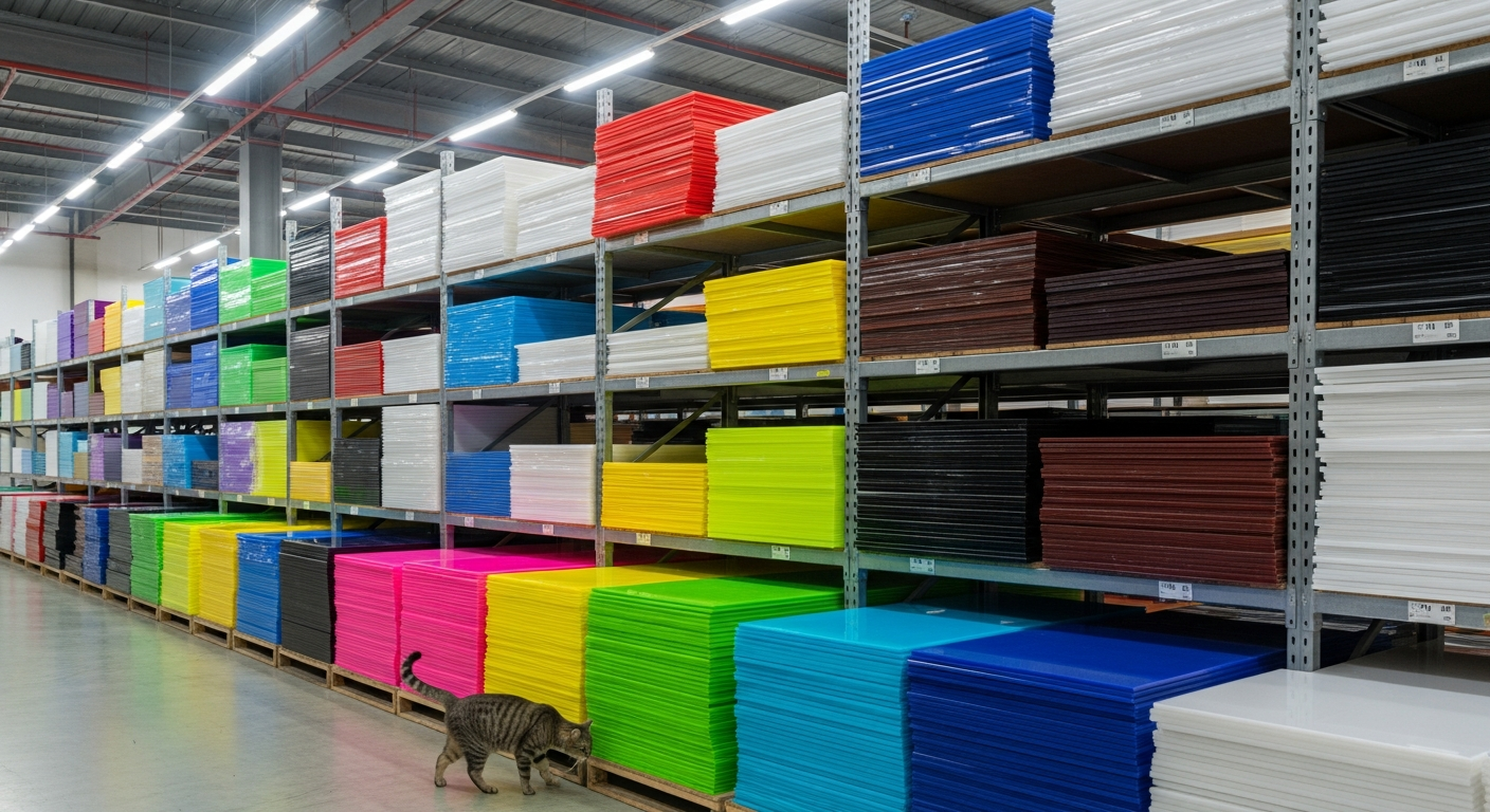 亚克力板材仓库与猫