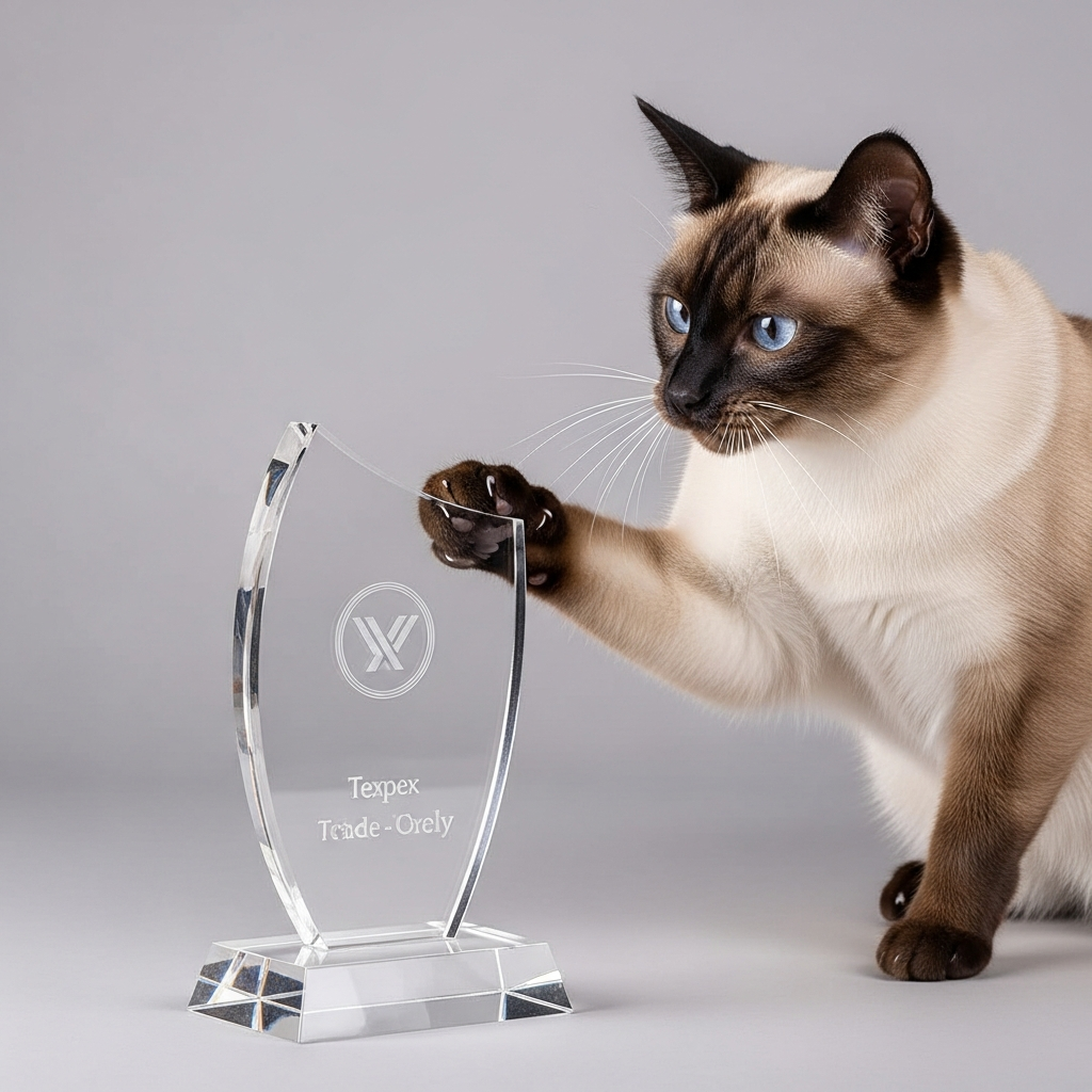 透明亚克力奖杯与猫