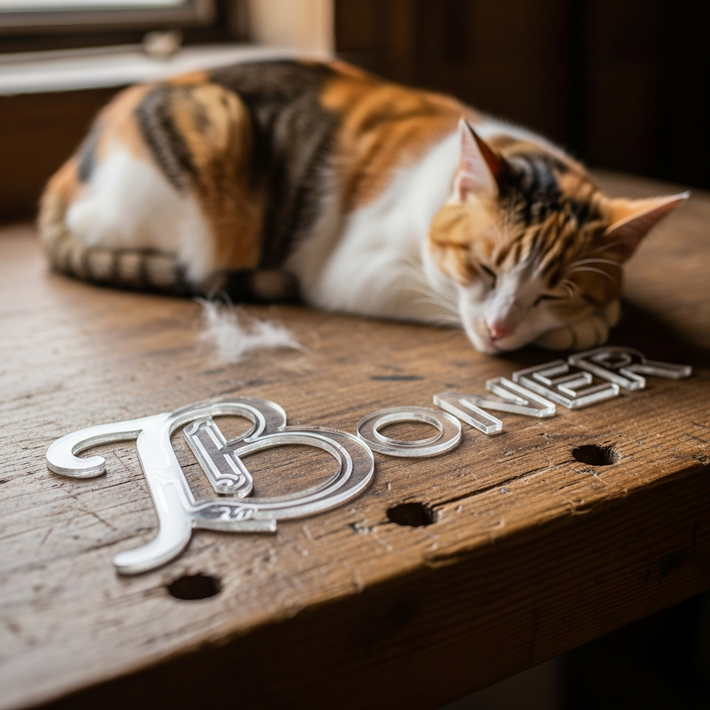 激光切割亚克力字母与猫