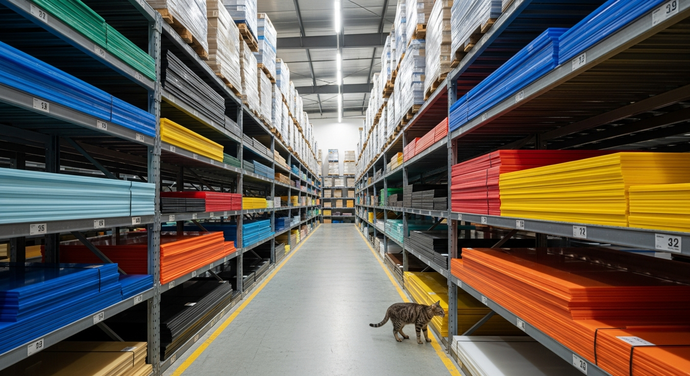 Acrylic sheet warehouse in Selangor with grey cat