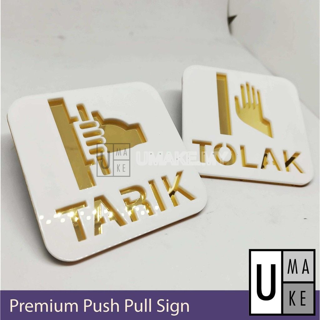 Premium Push Pull Door Sign with rounded square design