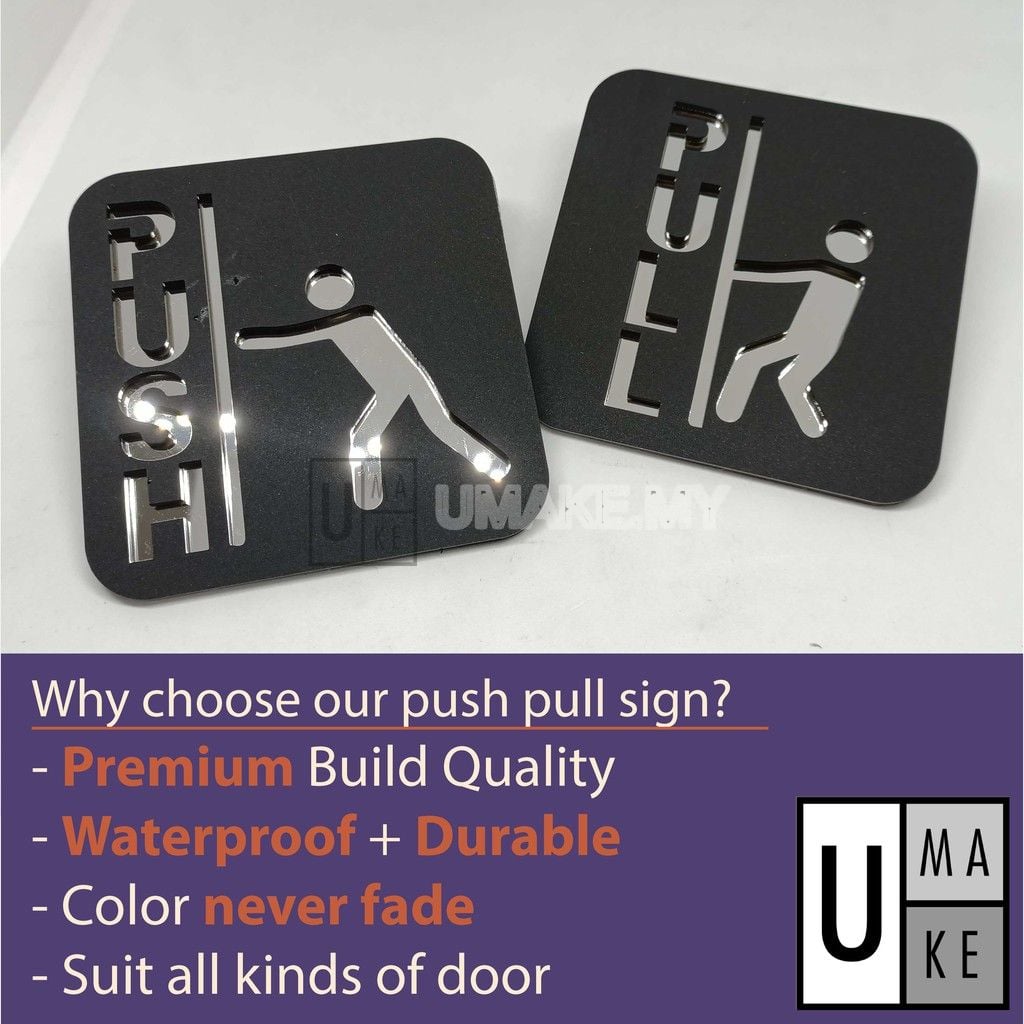 Premium push pull sign in Black Gold colour option