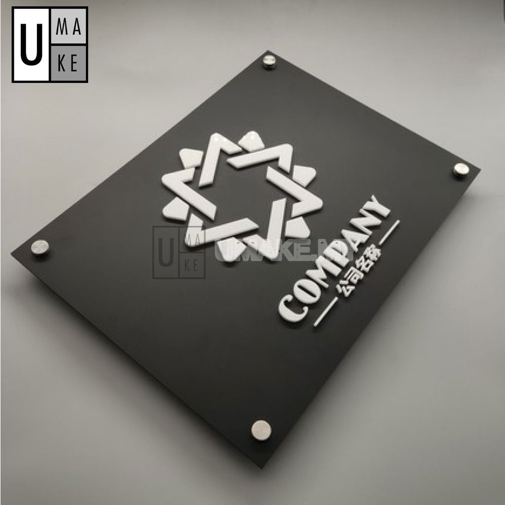 Custom 3D acrylic company signboard with raised lettering