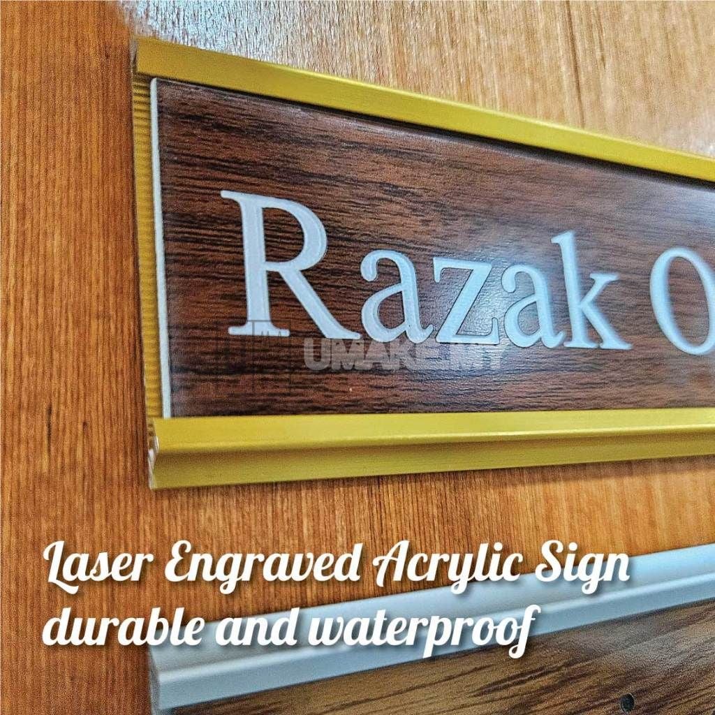 Changeable name plate close-up showing slide-in mechanism