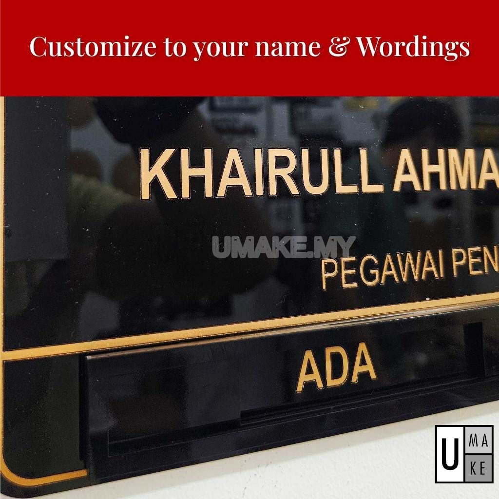 Sliding sign in silver finish showing Occupied position