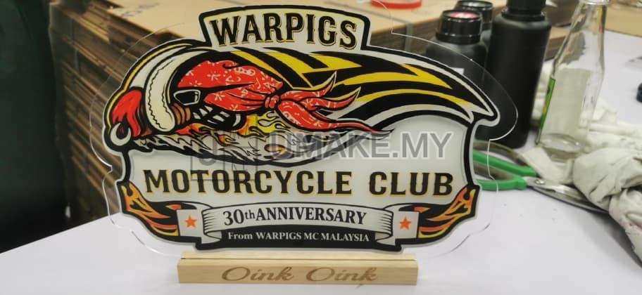 Signage with wood stand