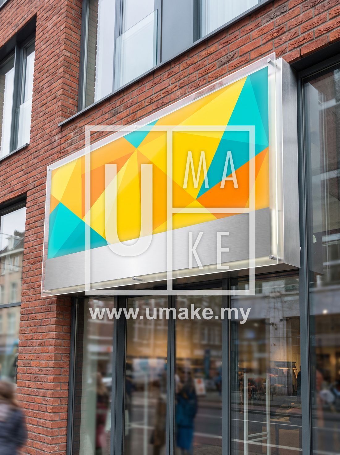 A finished bright shopfront signboard mounted on a commercial building exterior