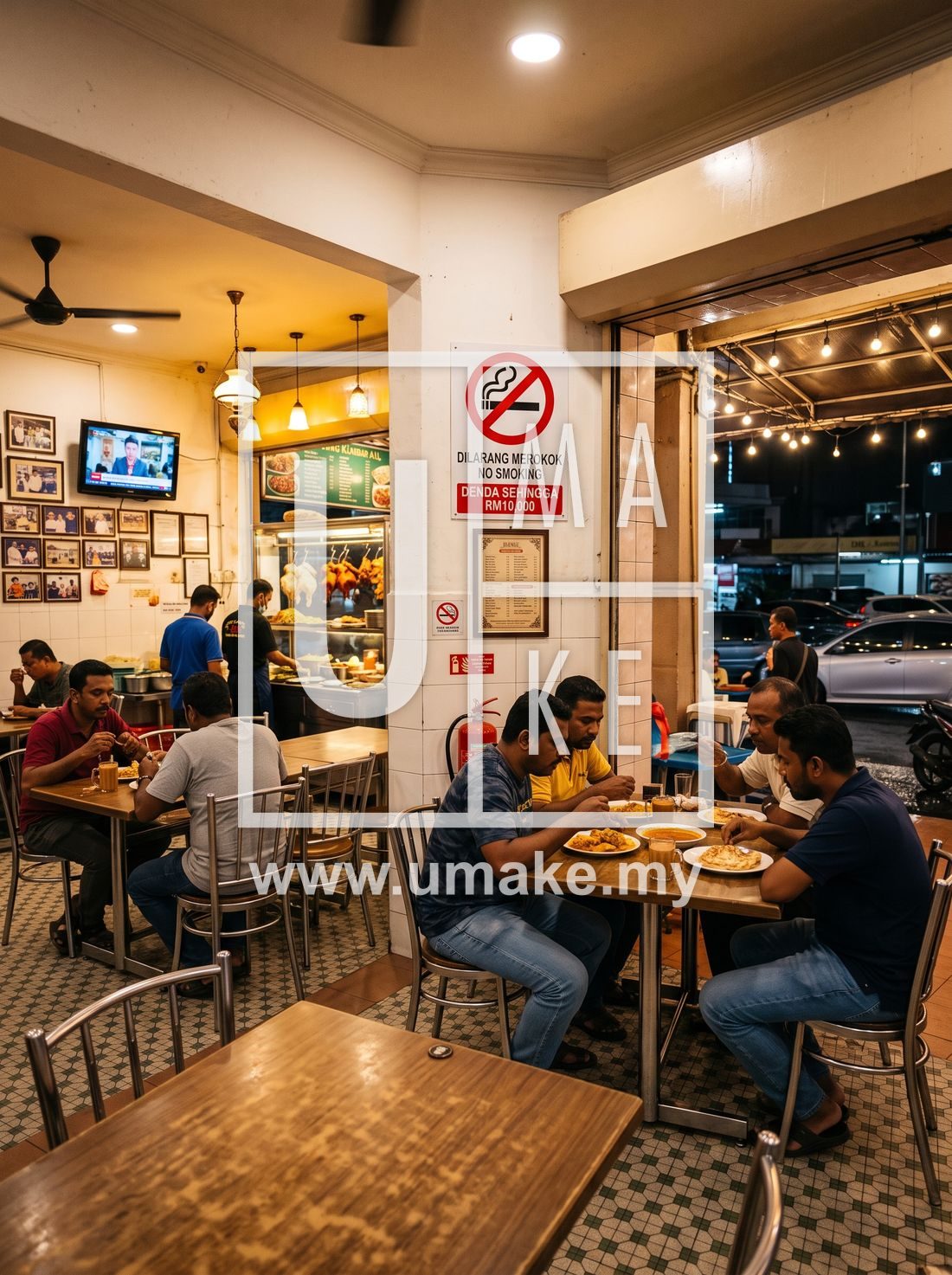 No smoking sign in a Malaysian mamak restaurant