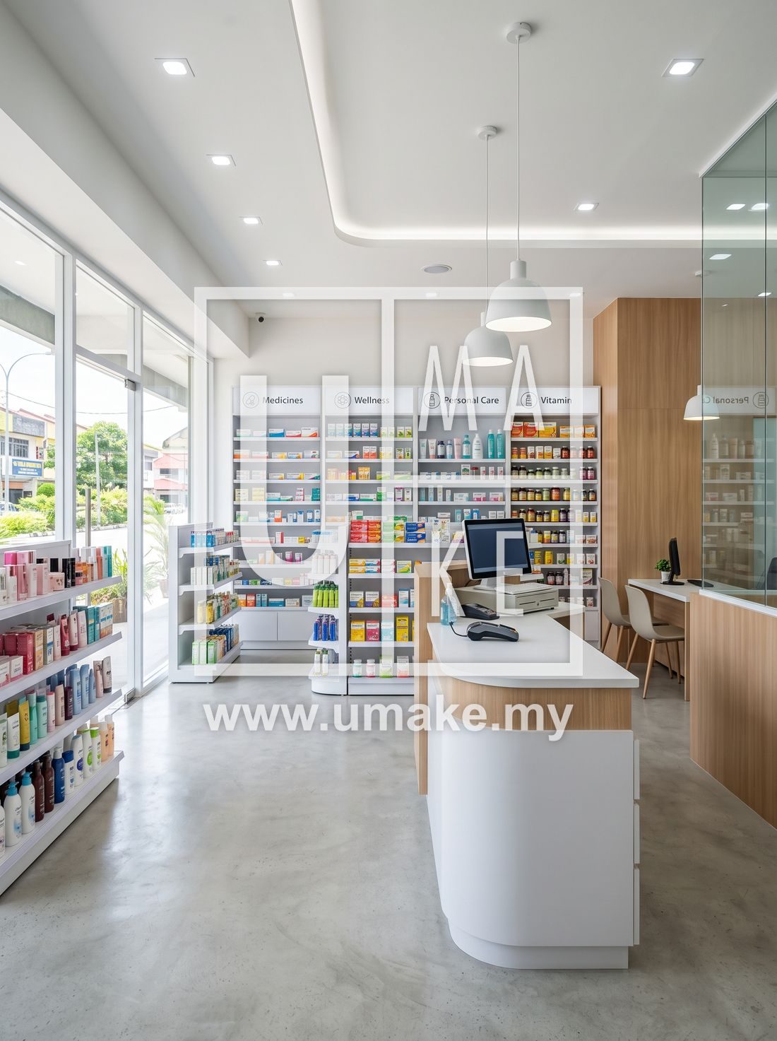 No smoking signage in a Malaysian pharmacy