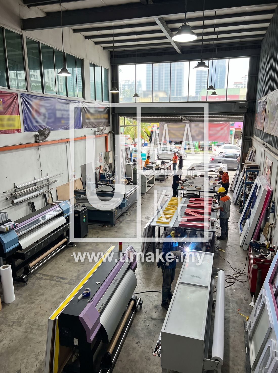 A professional signboard company workshop in KL