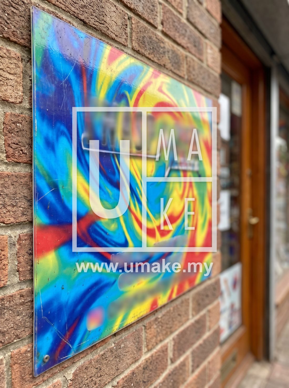 A colourful printed PVC signage panel for a shop