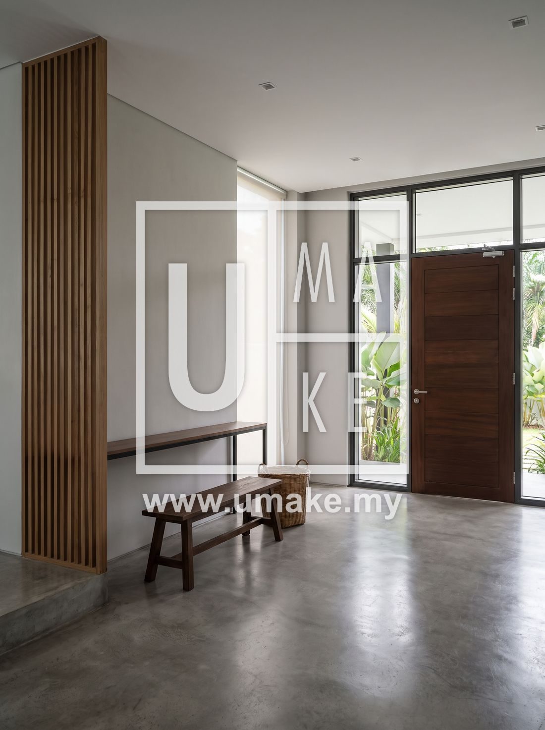A modern minimalist Malaysian home entrance hallway ready for decor