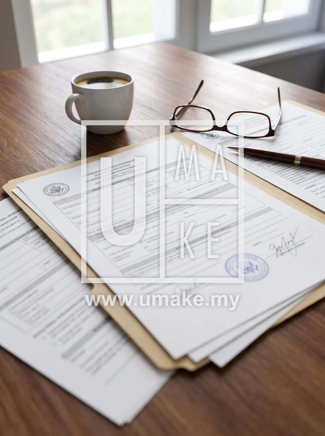 Signboard licence documents on a desk
