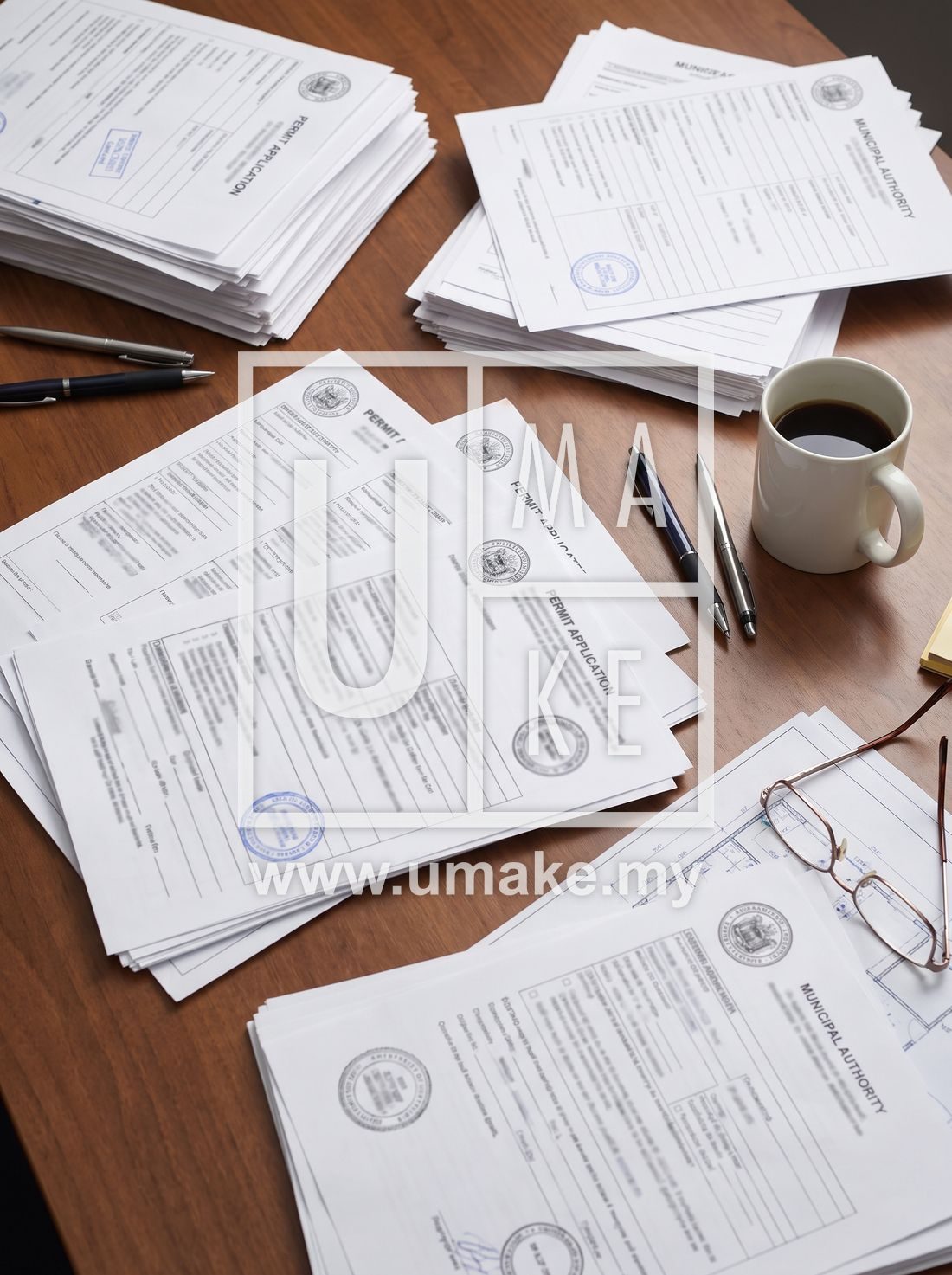 Signboard permit paperwork on a desk