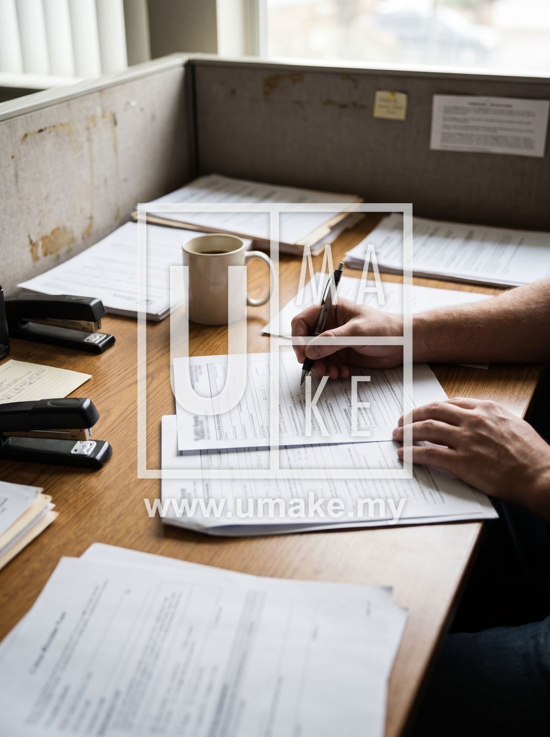 A licence application form being filled at a desk