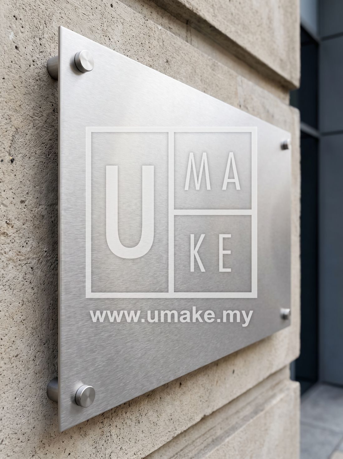 Durable stainless steel business signboard by UMAKE