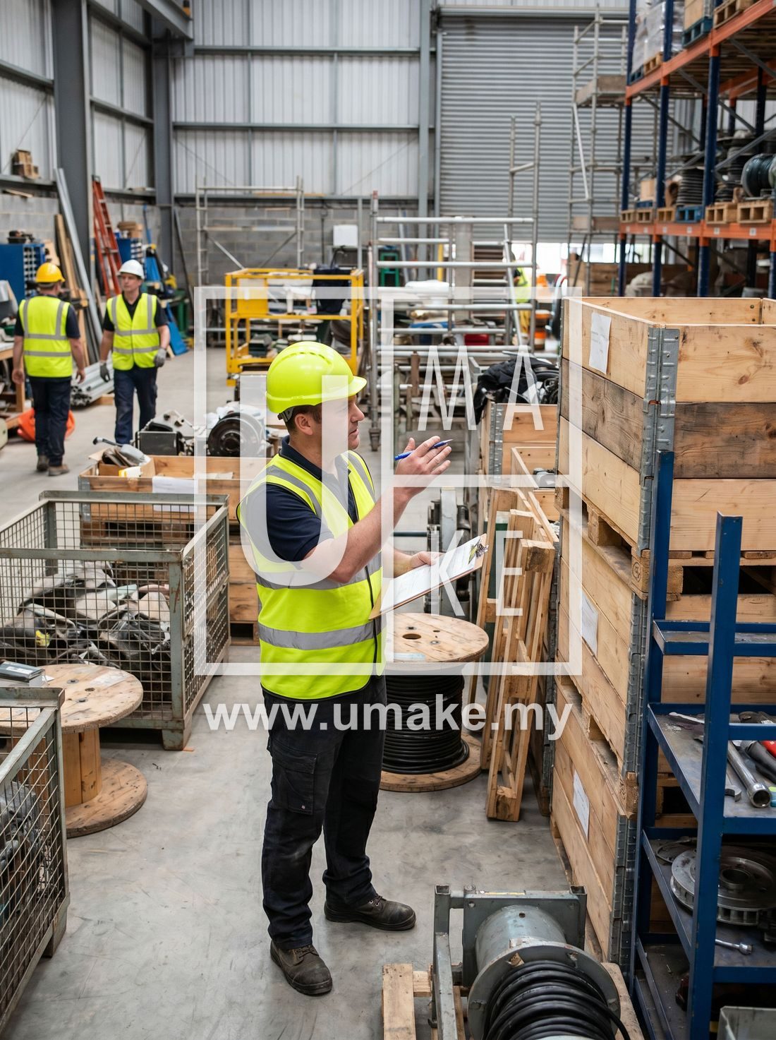 A safety officer inspecting a workplace