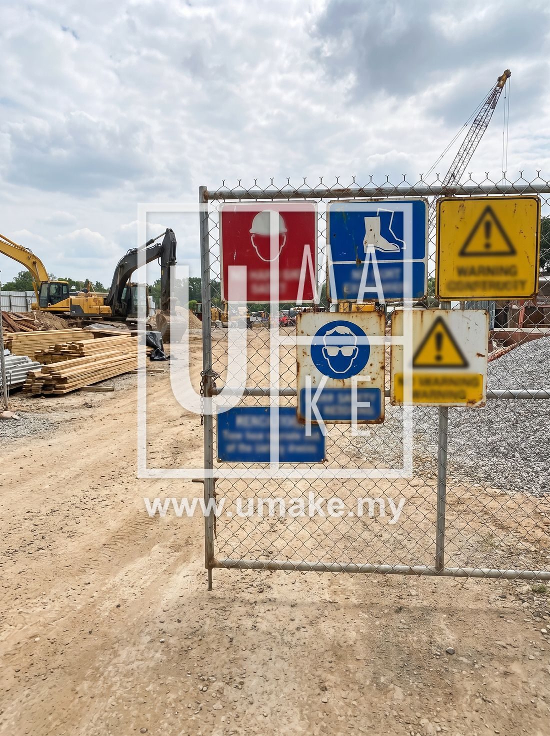 Construction site safety sign boards