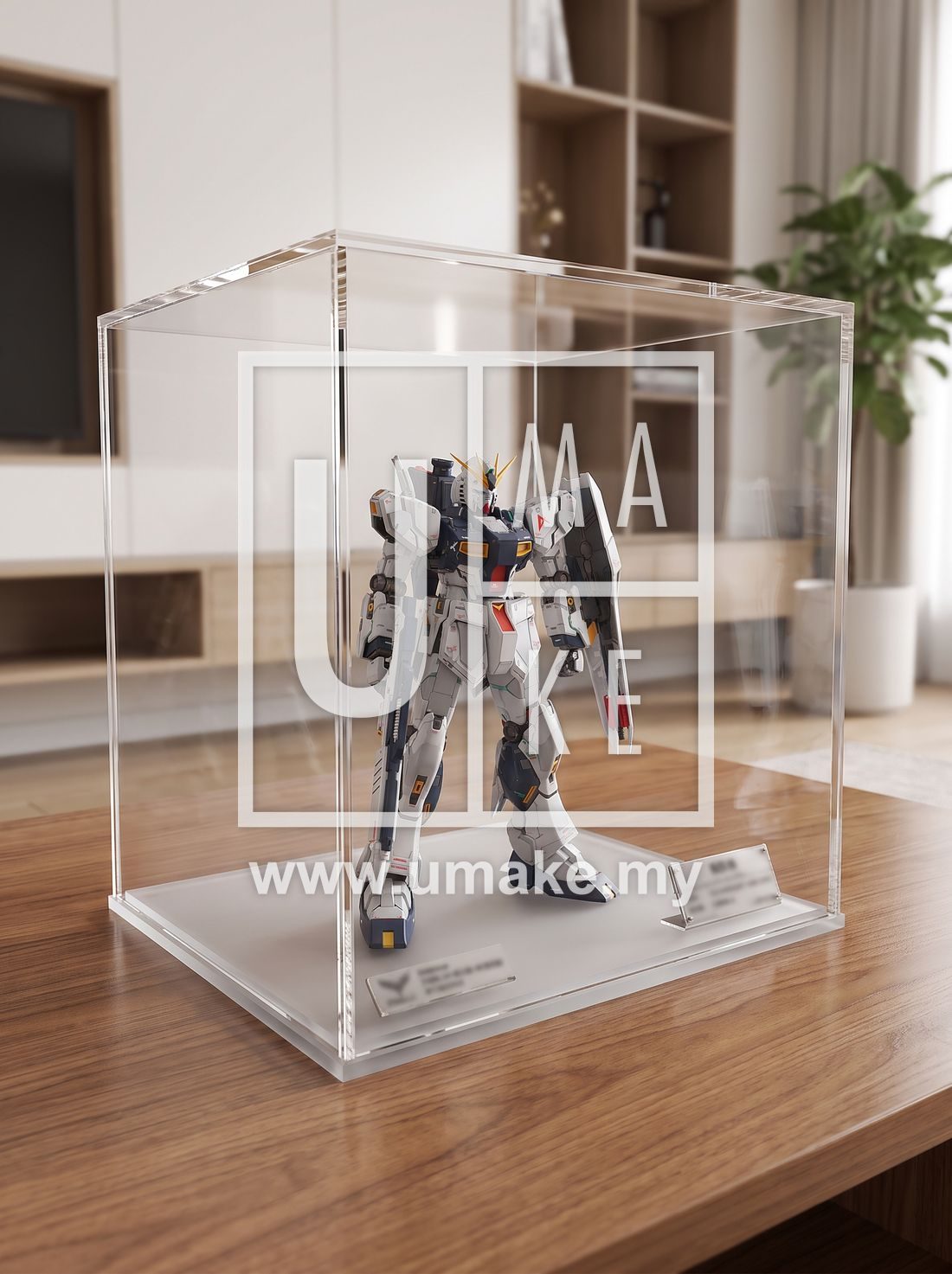 A large custom acrylic display case for a model kit