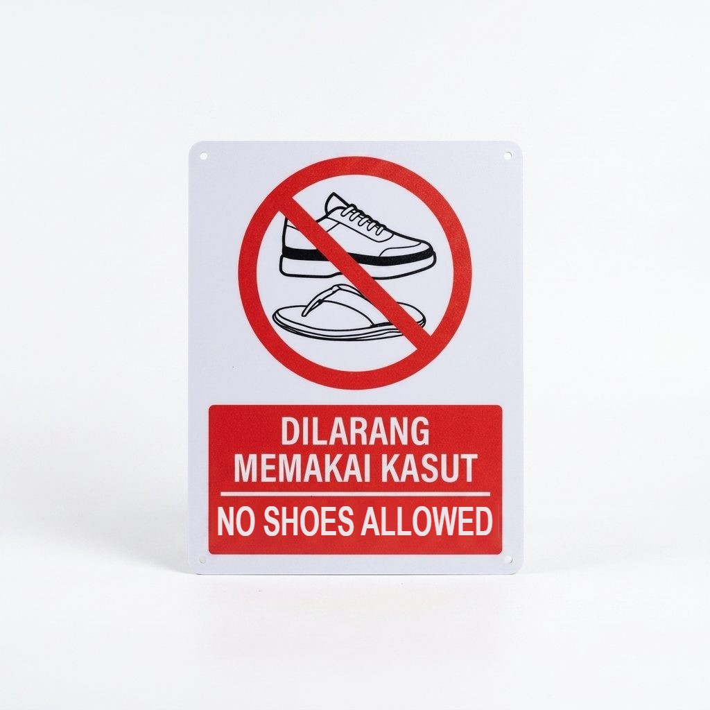 禁止穿鞋告示牌 Dilarang Memakai Kasut | No Shoes Allowed — 1.5mm PVC HIPS