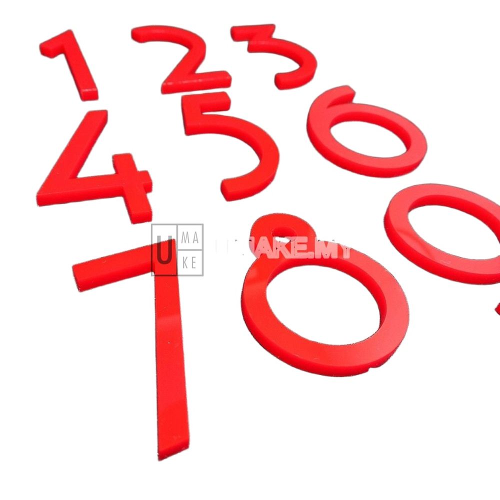 Red Acrylic House Number Digits