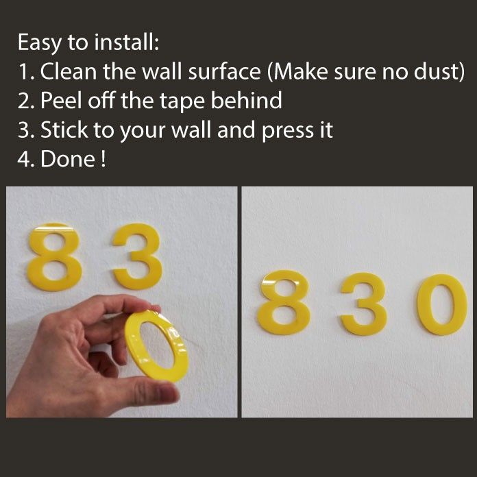 (READY STOCK) 65mm/ 100mm Yellow Plated House Door Address Number Digit /Nombor Rumah Alamat /Nombor - Image 4