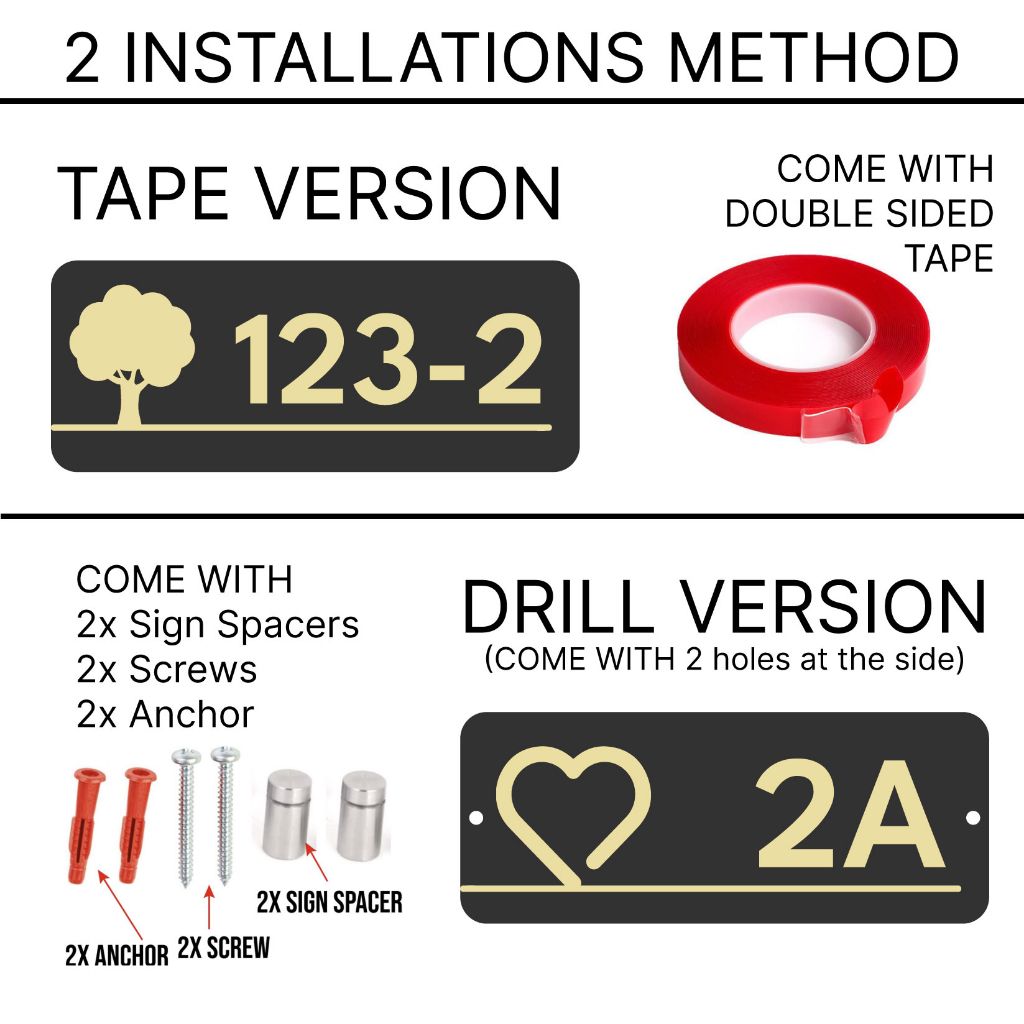 UMAKE BLack Gold Customize Acrylic House Number Plate Tanda Rumah 门牌 Room Number Office modern sign - Image 2