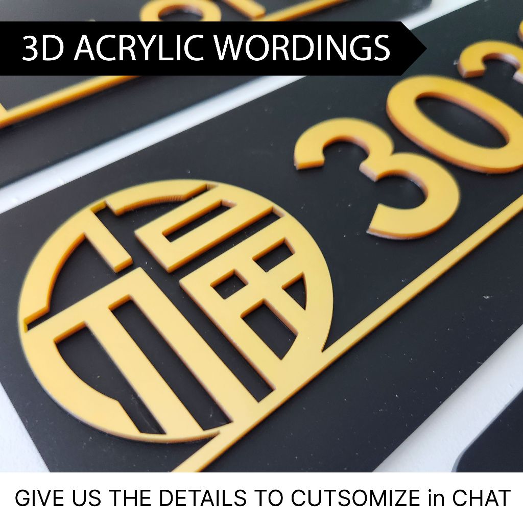 UMAKE BLack Gold Customize Acrylic House Number Plate Tanda Rumah 门牌 Room Number Office modern sign - Image 3