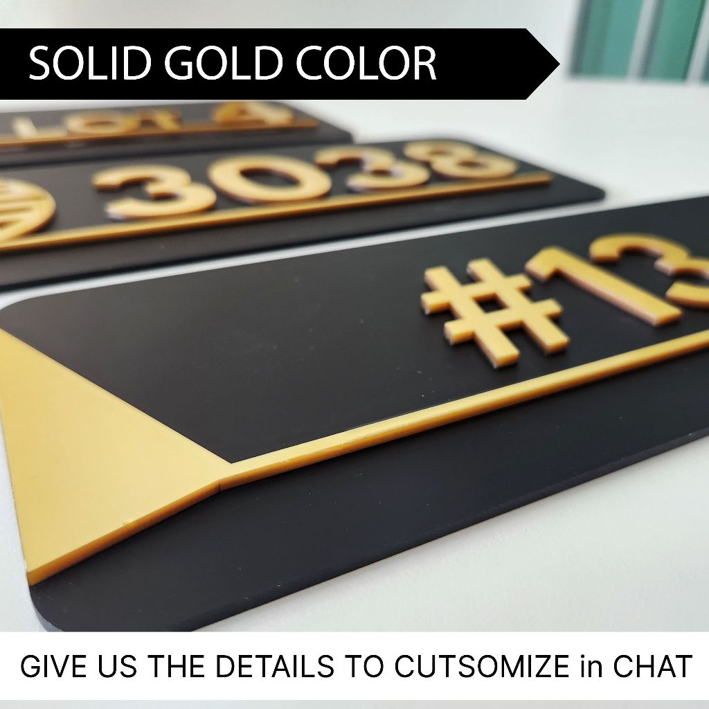 UMAKE BLack Gold Customize Acrylic House Number Plate Tanda Rumah 门牌 Room Number Office modern sign - Image 4
