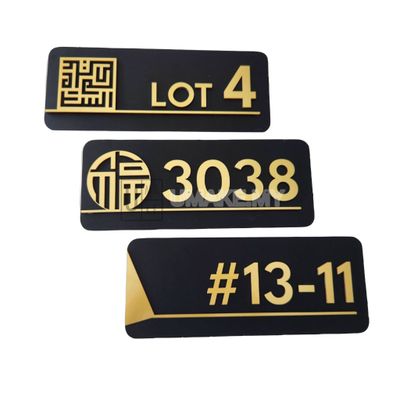 UMAKE BLack Gold Customize Acrylic House Number Plate Tanda Rumah 门牌 Room Number Office modern sign