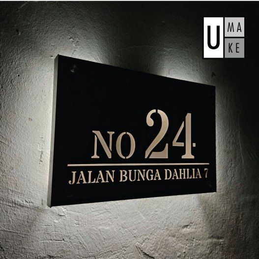 (Solar LED + Stainless Steel) Solar House Number Plate Customized & Address Sign 太阳能门牌 Outdoor Modern Tanda Rumah - Image 2