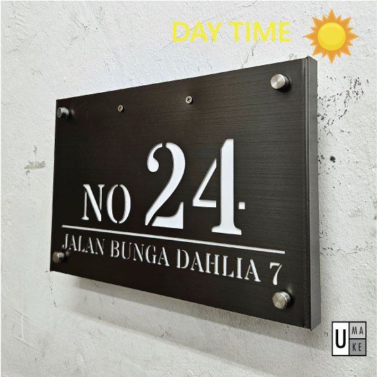 (Solar LED + Stainless Steel) Solar House Number Plate Customized & Address Sign 太阳能门牌 Outdoor Modern Tanda Rumah - Image 6