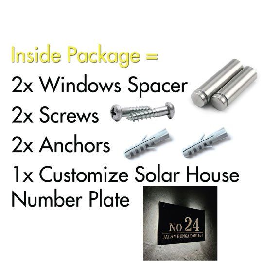 (Solar LED + Stainless Steel) Solar House Number Plate Customized & Address Sign 太阳能门牌 Outdoor Modern Tanda Rumah - Image 9