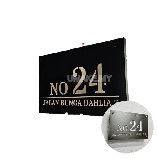 (Solar LED + Stainless Steel) Solar House Number Plate Customized & Address Sign 太阳能门牌 Outdoor Modern Tanda Rumah