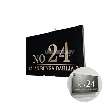 (Solar LED + Stainless Steel) Solar House Number Plate Customized & Address Sign 太阳能门牌 Outdoor Modern Tanda Rumah