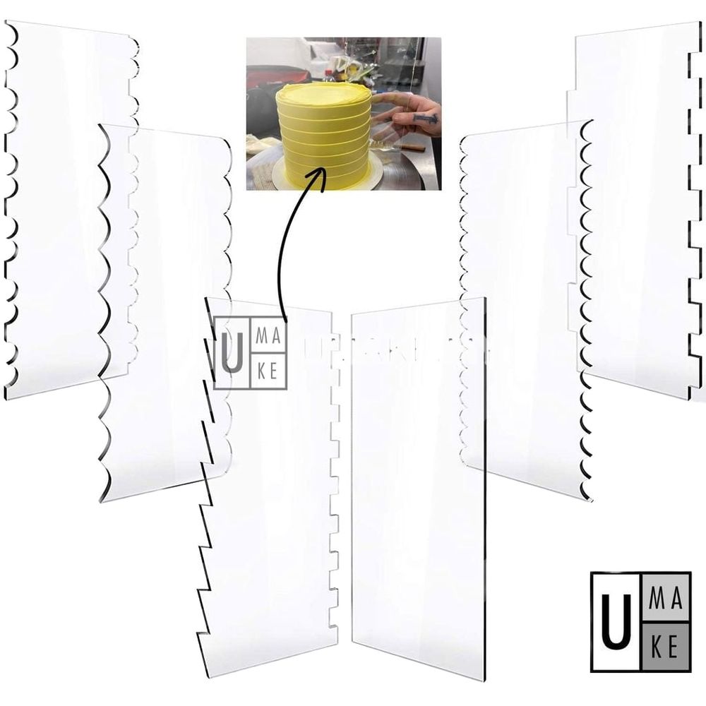 Acrylic Cake Scraper Set (6 Patterns)