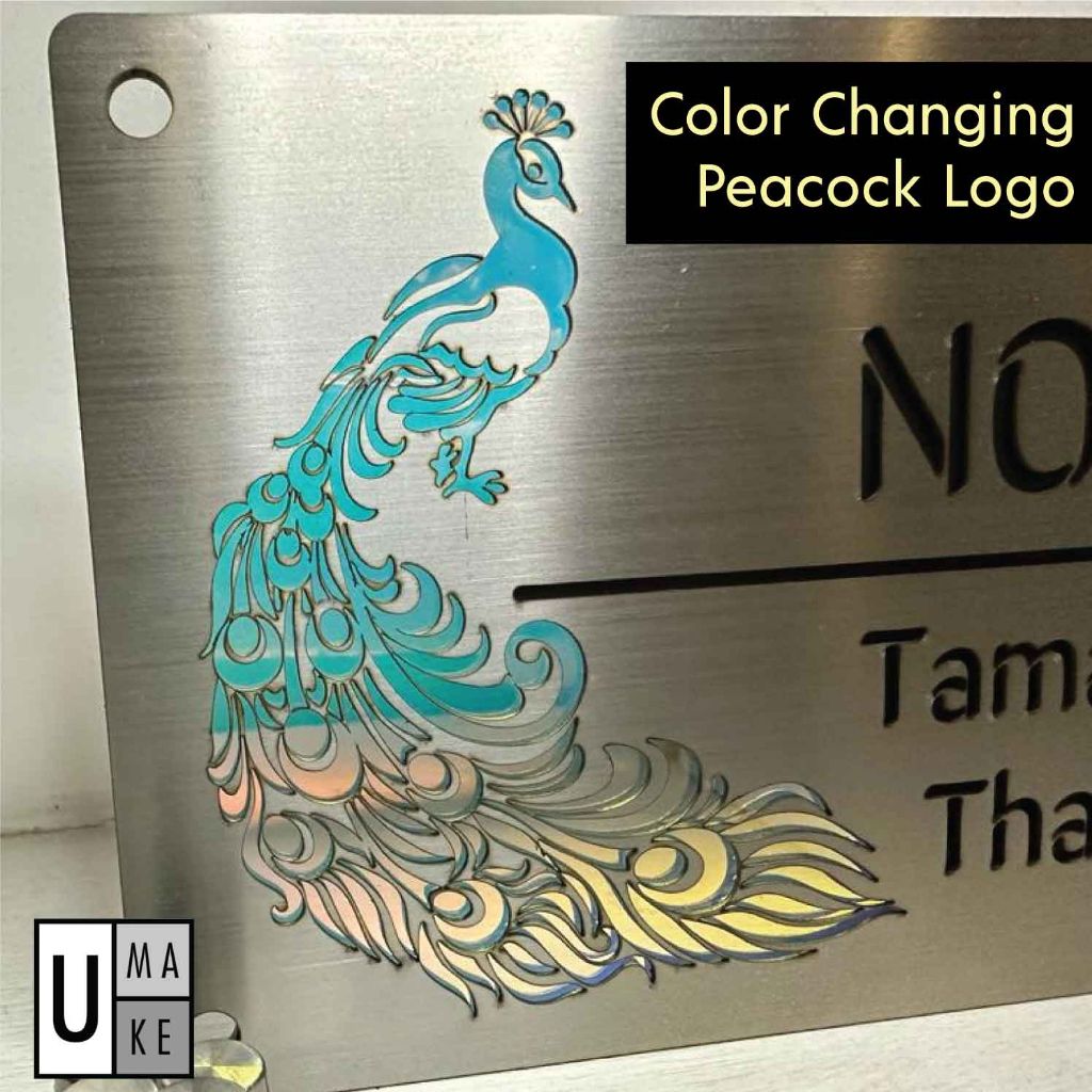 (Color Changing) Modern Peacock Stainless Steel House number plate/Rumah Nombor Plat/வீட்டு எண் - Image 2