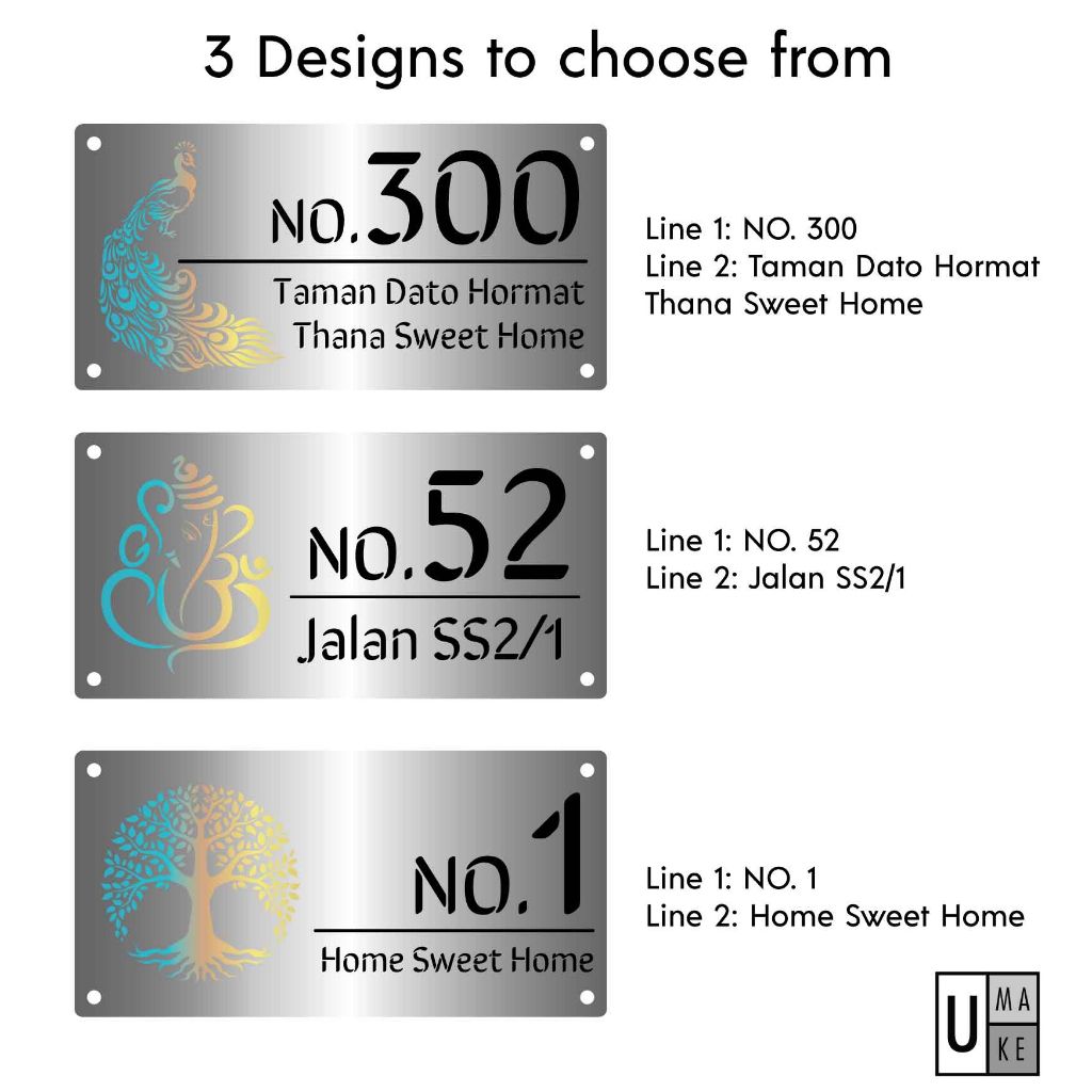 (Color Changing) Modern Peacock Stainless Steel House number plate/Rumah Nombor Plat/வீட்டு எண் - Image 5