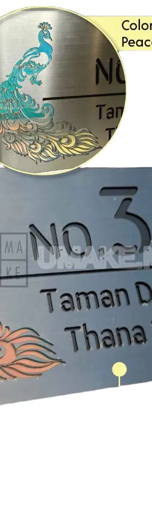 (Color Changing) Modern Peacock Stainless Steel House number plate/Rumah Nombor Plat/வீட்டு எண்