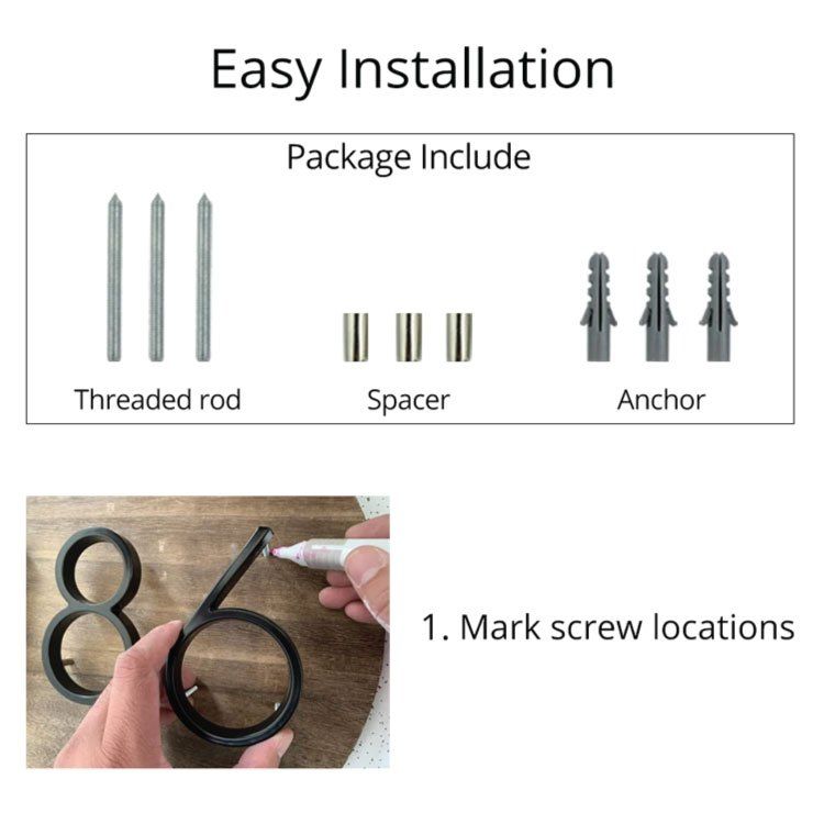 Zinc Alloy Floating House Number Letters Big Modern Door Number Alphabet Home Outdoor 5 In.black Numbers Address - Image 7