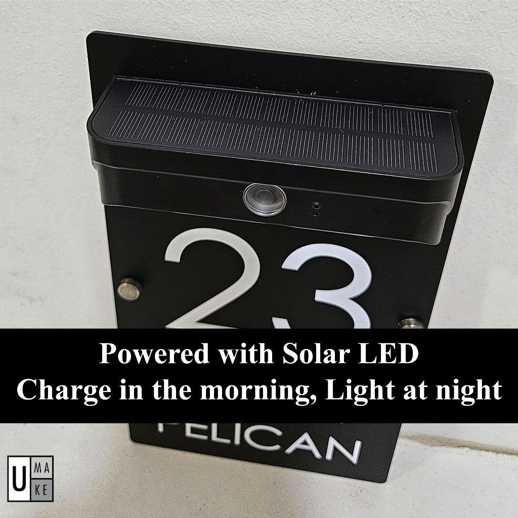(SOLAR + LED) Customize SOLAR HOUSE NUMBER PLATE Doorplate Number Light Home Door Tanda Rumah Lampu - Image 4