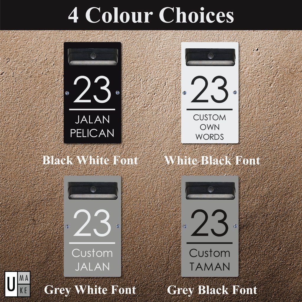 (SOLAR + LED) Customize SOLAR HOUSE NUMBER PLATE Doorplate Number Light Home Door Tanda Rumah Lampu - Image 7