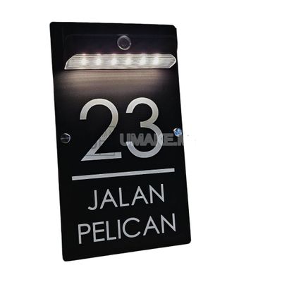 (SOLAR + LED) Customize SOLAR HOUSE NUMBER PLATE Doorplate Number Light Home Door Tanda Rumah Lampu