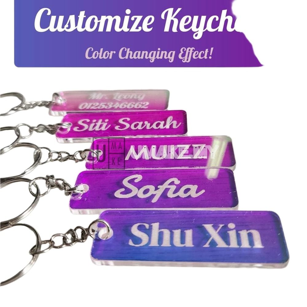 Colour-Changing Acrylic Name Keychain