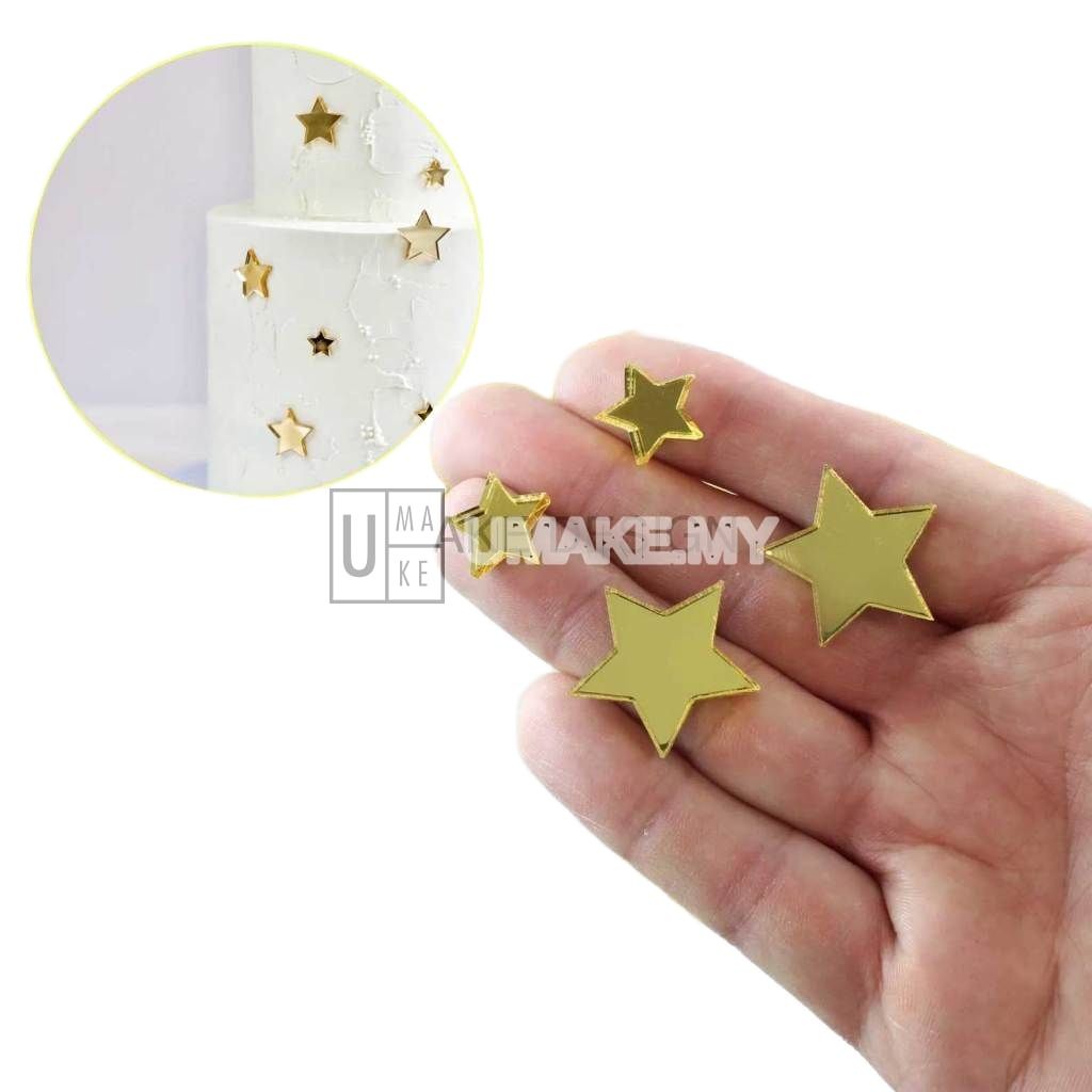 Gold & Silver Mirror Acrylic Star Craft Pieces