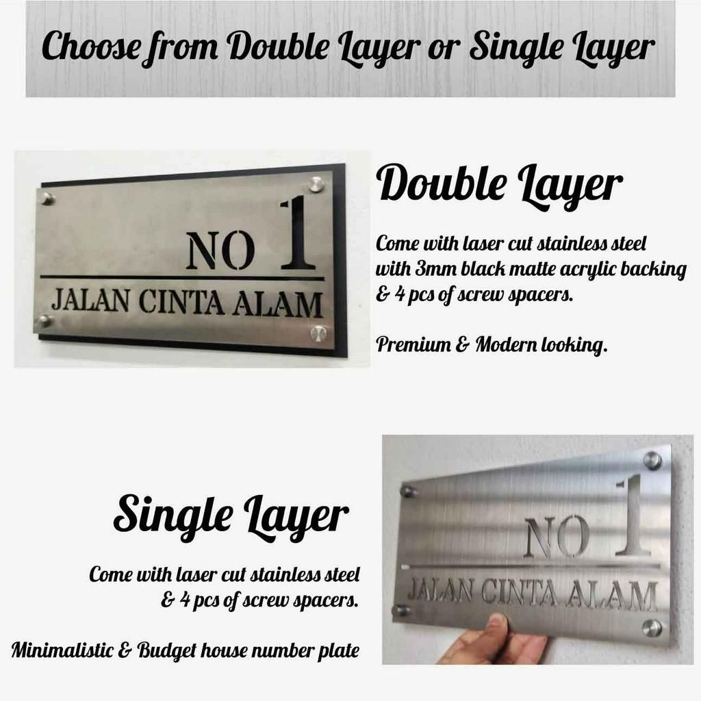 Stainless Steel 304 Laser House Plate Address Nombor Rumah Tanda Rumah 门牌 Metal Fully Customize - Image 2