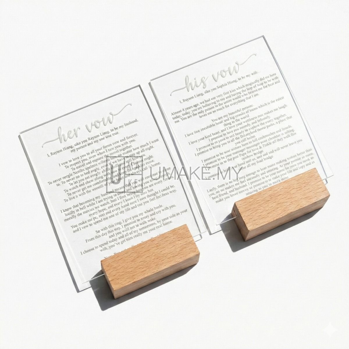 Acrylic Table Standing Signage with Wood Base