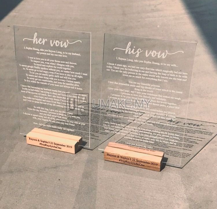 Acrylic Table Standing Signage with Wood Base