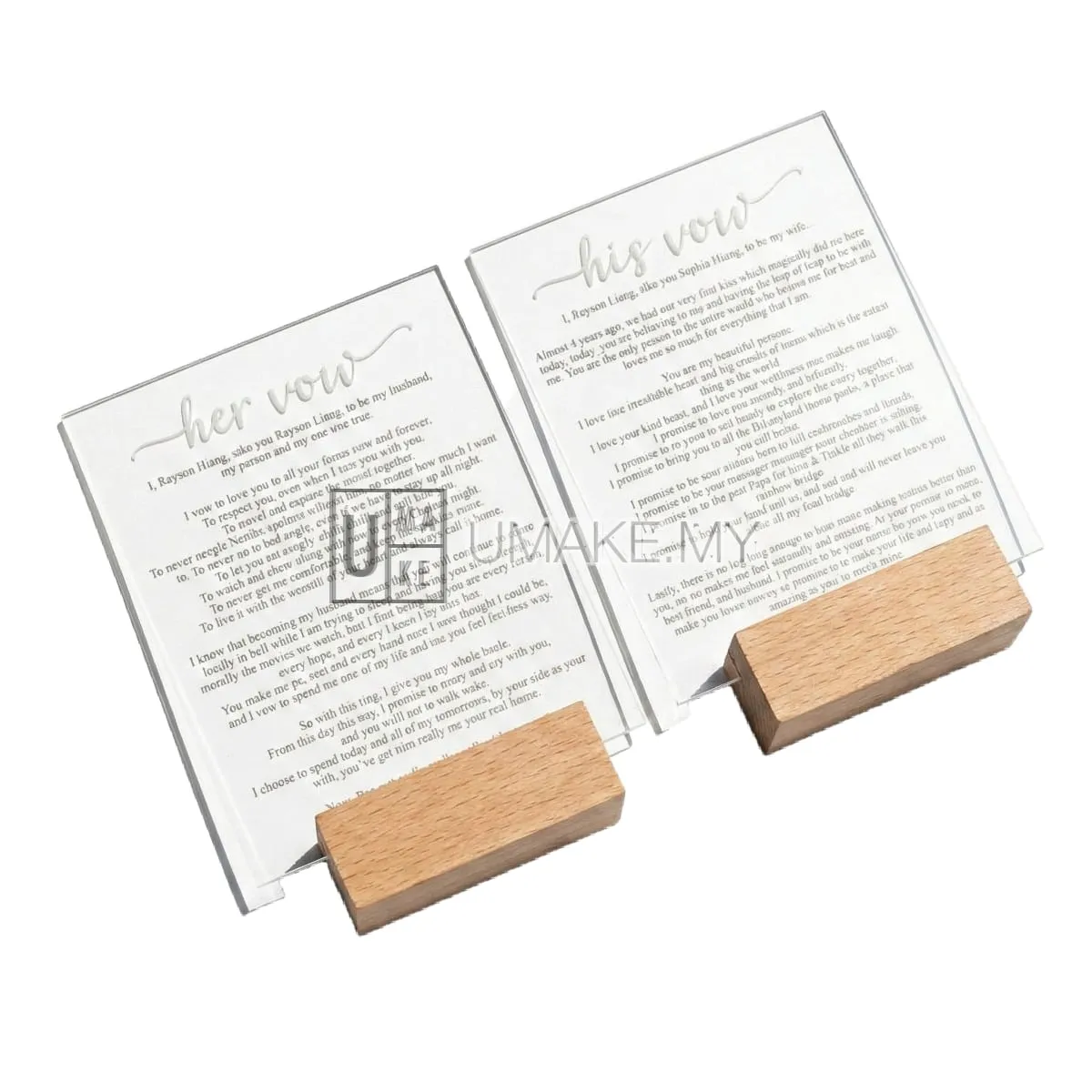 Table Disk Signage Acrylic Table Standing Signage with Wood Base | Malaysia | UMAKE