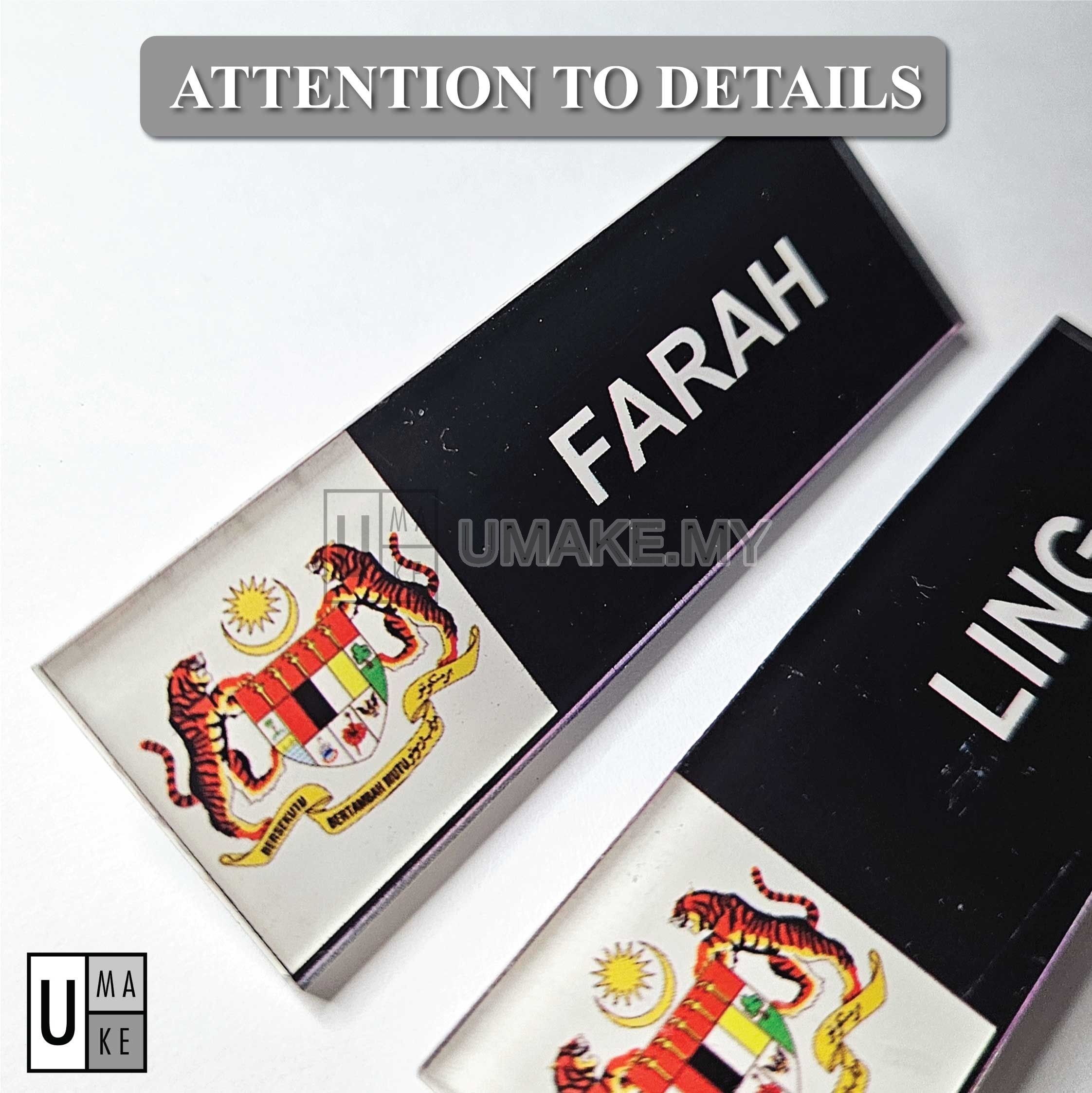 Reverse UV Print Nametag (Jata Malaysia Logo)